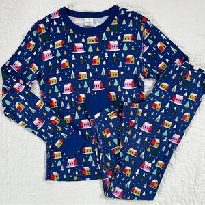 Hanna Andersson Hygge House Long John Pajamas Set Christmas Adult XS Cotton Blue